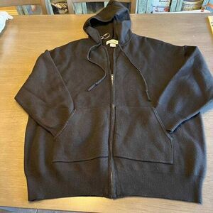 Cotton Emporium Black Hoodie Sweater Jacket M‎ Full Zip Long Sleeve Womens Large